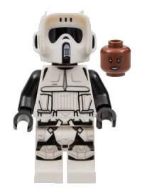 LEGO onderdeel Imperial Scout Trooper - Female, Dual Molded Helmet, Reddish Brown Head, Open Mouth Smirk sw1229