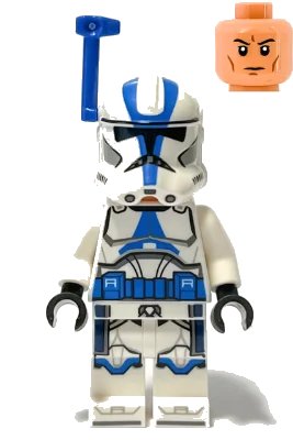 LEGO onderdeel Clone Trooper Officer, 501st Legion (Phase 2) - White Arms, Blue Rangefinder, Nougat Head, Helmet with Holes (sw1246)