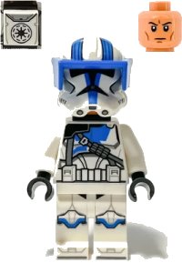 LEGO onderdeel Clone Heavy Trooper, 501st Legion (Phase 2) - White Arms, Blue Visor, Backpack, Nougat Head, Helmet with Holes sw1247