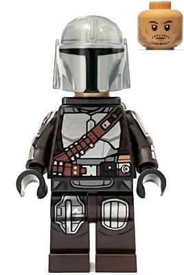 LEGO onderdeel The Mandalorian / Din Djarin / 'Mando' - Silver Beskar Armor, Jet Pack, Helmet with Top Lines (sw1258)