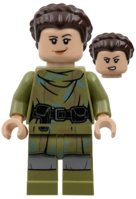 LEGO onderdeel Princess Leia - Olive Green Endor Outfit, Hair (sw1296)