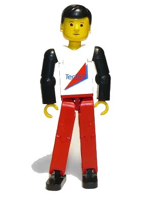 LEGO onderdeel Technic Figure Red Legs, White Top with Red Triangle, Black Arms (tech004)