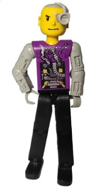 LEGO onderdeel Technic Figure Cyber Person, Black Legs, Mechanical Arms, Yellow Head, Cyborg Eyepiece tech007