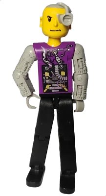 LEGO onderdeel Technic Figure Cyber Person, Black Legs, Mechanical Arms, Yellow Head, Cyborg Eyepiece (tech007)