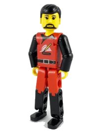LEGO onderdeel Technic Figure Red/Black Legs, Red Top, Black Hair (Fireman) tech008