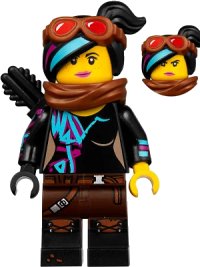 LEGO onderdeel Lucy Wyldstyle with Black Quiver, Reddish Brown Scarf and Goggles, Smile / Angry tlm129