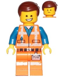 LEGO part Emmet - Smile / Cheerful, Worn Uniform tlm202