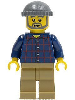 LEGO onderdeel LEGO Brand Store Male, Plaid Button Shirt, Dark Tan Legs (no back printing) {München} (tls073)