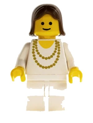 LEGO onderdeel Necklace Gold - White Legs, Brown Female Hair (trn006)