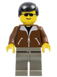 LEGO onderdeel Jacket Brown - Dark Gray Legs, Black Male Hair trn019