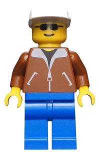LEGO part Jacket Brown - Blue Legs, White Cap trn022