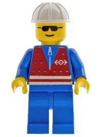 LEGO onderdeel Red Vest and Zipper - Blue Legs, White Construction Helmet, Sunglasses trn057