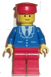 LEGO part Suit with 3 Buttons Blue - Red Legs, Red Hat trn098