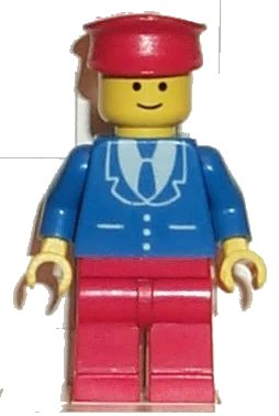 LEGO onderdeel Suit with 3 Buttons Blue - Red Legs, Red Hat (trn098)