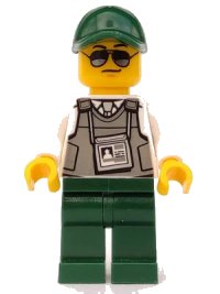 LEGO part Security Officer - Dark Green Legs, Dark Green Cap with Hole, Sunglasses trn243