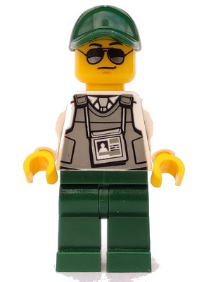 LEGO onderdeel Security Officer - Dark Green Legs, Dark Green Cap with Hole, Sunglasses (trn243)