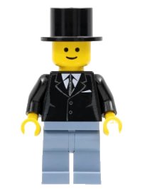LEGO onderdeel Suit Black, Top Hat, Sand Blue Legs twn071
