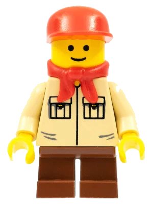 LEGO onderdeel Shirt with 2 Pockets No Collar, Reddish Brown Short Legs, Red Cap, Red Bandana (twn074)