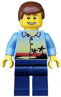 LEGO onderdeel Sunset and Palm Trees - Dark Blue Legs, Reddish Brown Male Hair (twn109)