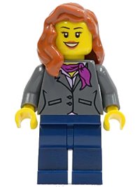 LEGO onderdeel Dark Bluish Gray Jacket with Magenta Scarf, Dark Blue Legs, Dark Orange Female Hair over Shoulder twn217