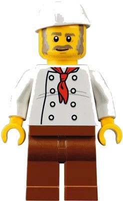 LEGO onderdeel Chef, Moustache, Dark Tan and Gray Sideburns, Stubble, Wrinkles on Shirt (twn310)