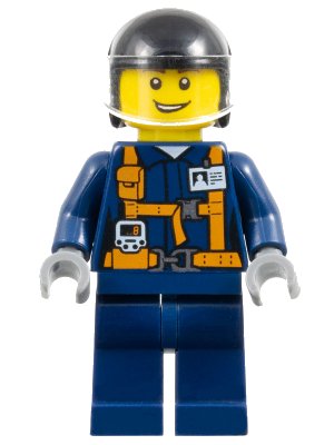 LEGO onderdeel Helicopter Pilot - Dark Blue Suit with Harness (twn375)