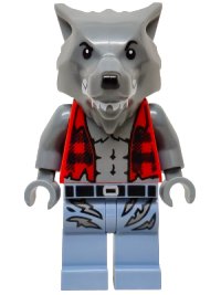 LEGO part Werewolf - Torn Red Flannel Shirt, Bare Chest with Fur and Muscles, Sand Blue Legs with Belt and Tears twn527