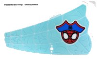 LEGO part Plastic Sail Triangular with Red and Black Spider-Man (Spidey) Head with Blue Pirate Hat on Medium Azure and White Web Pattern 116026