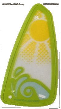 LEGO part Plastic Triangle 6 x 12 Sail with Lime and Bright Light Blue Wave and Yellow Sun Pattern 1601