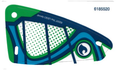 LEGO onderdeel Plastic Triangle 6 x 12 Sail with Dark Blue Wave in Circle and Dark Azure, Dark Blue and Green Markings Pattern (32918)