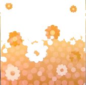 LEGO part Clikits Frame Insert, Paper 4 x 4 with Flowers and Spots on Orange Gradient Background Pattern 46608pprpb01