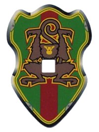 LEGO part Plastic Shield for Large Figures with Knights Kingdom Rascus Monkey Pattern 48079a