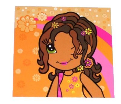 LEGO onderdeel Clikits Frame Insert, Paper 10 x 10 with Daisy Character Winking on Orange Background Pattern (50216)