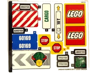 LEGO onderdeel Sticker Sheet for Set 60169 - (34024/6192696) (60169stk01)