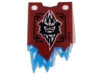 LEGO part Plastic Part for Set 70678 - Dark Red Tattered Flag with Black and White Ice Emperor Crest and Trans-Light Blue Icicles, LEGO Copyright on Right Pattern 70678pls01a