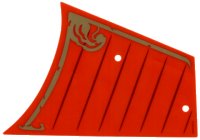 LEGO part Plastic Part for Set 70738 - Red Sail with Dark Red Lines and Gold Trim and Wave Pattern 70738pls01a