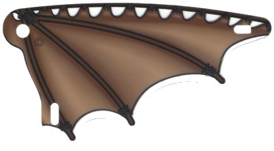 LEGO onderdeel Plastic Part for Set  7139 - Scalloped Wing with Brown Stick Limb and Leather Membranes Pattern (7139pls01)