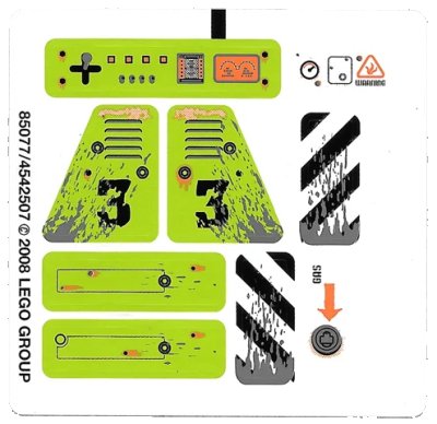 LEGO onderdeel Sticker Sheet for Set 8958 - (85077/4542507) (8958stk01)