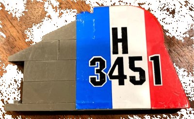 LEGO onderdeel Stickered Assembly 10 x 1 x 5 with Black 'H 3451' on French Flag Pattern on Both Sides (Stickers) - Set 3451 (BA277pb01)