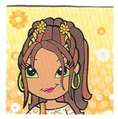 LEGO onderdeel Clikits Frame Insert, Paper 4 x 4 with Daisy Character on Orange Gradient Background Pattern (clikits076pb07)