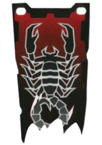 LEGO onderdeel Plastic Part for Sets  8802, 8874, 8876, and 8877 - Black and Dark Red Flag with Short Tatters with Scorpion Pattern multipls08b