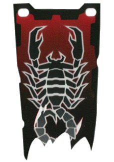 LEGO onderdeel Plastic Part for Sets  8802, 8874, 8876, and 8877 - Black and Dark Red Flag with Short Tatters with Scorpion Pattern (multipls08b)