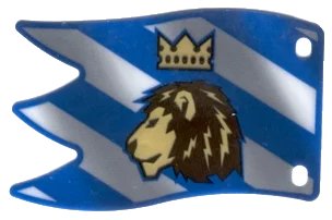 LEGO onderdeel Plastic Part for Sets  8781 and 8801 - Horizontal Flag with Lion and Crown on Diagonal Blue and White Stripes Pattern (multipls09a)
