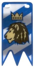 LEGO part Plastic Part for Sets  8781 and 8801 - Vertical Flag with Lion and Crown on Diagonal Blue and White Stripes Pattern multipls09b