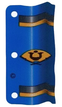 LEGO part Plastic Part for Sets  4805, 6013, 6083-2, 6089 and 6093 - Blue Flag with Black and Gold Stripes and Fan with Crossed Katanas, Horns and Dot Pattern multipls18