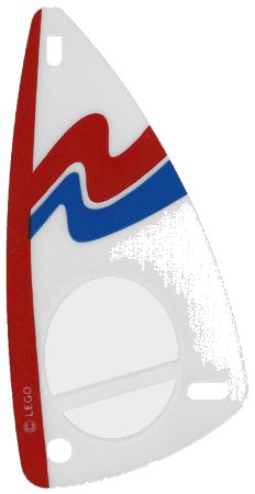 LEGO onderdeel Plastic Triangle 6 x 12 Sail with Red and Blue Wavy Stripes on White Background Pattern (x66px8)
