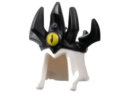 LEGO onderdeel Minifigure, Headgear Hood with Molded Black Crown with 7 Spikes and Printed Yellow Eye with Slit Pupil Pattern (100452pb01)
