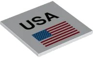 LEGO onderdeel Tile 6 x 6 with Bottom Tubes with 'USA' and United States Flag Pattern 10202pb028