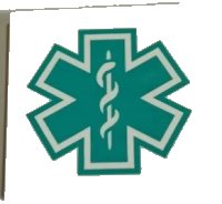 LEGO part Tile 6 x 6 with Bottom Tubes with Dark Turquoise EMT Star of Life Pattern (Sticker) - Set 60330 10202pb061