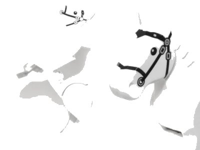 LEGO onderdeel Horse, Movable Legs with Black Eyes, White Pupils and Black Bridle Pattern (10352c01pb04)